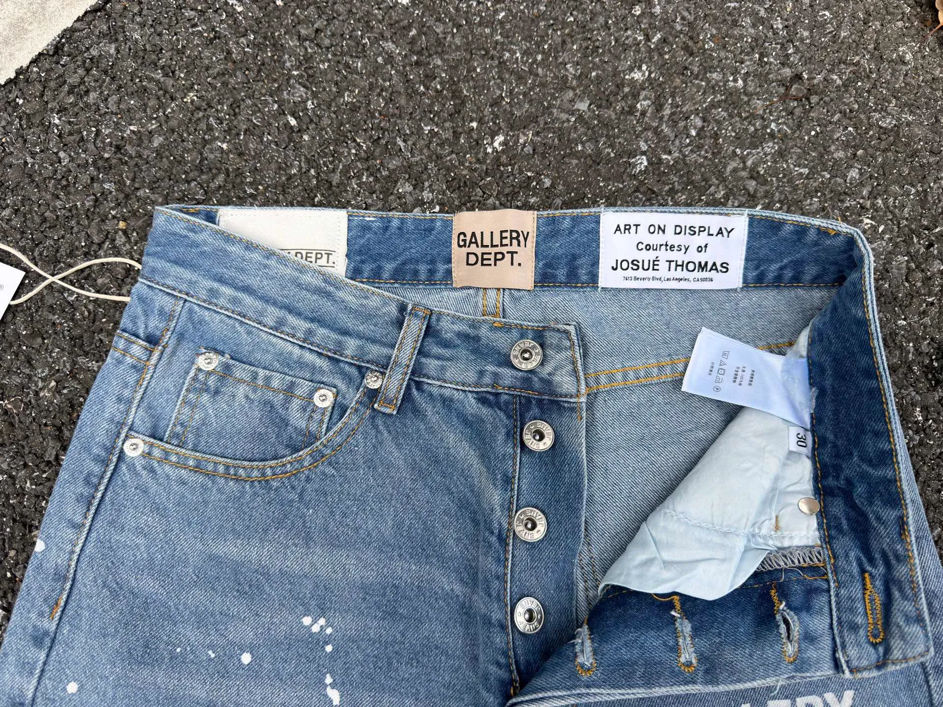 P240💰G01 GALLERY DEPT. Spliced ​​ink splash denim print logo bell bottoms washed jeans Color: black blue Code number: 28 30 32 34